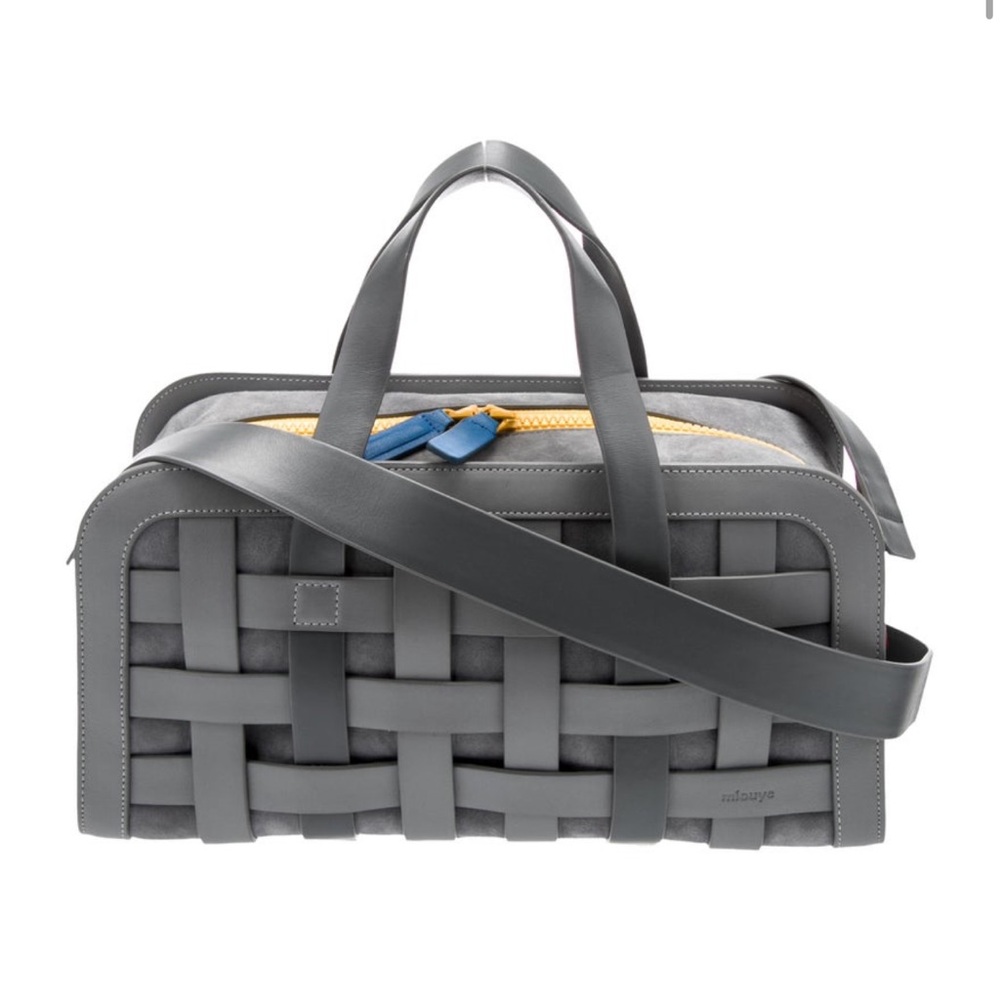 Mlouye Top Handle Leather Woven Bag